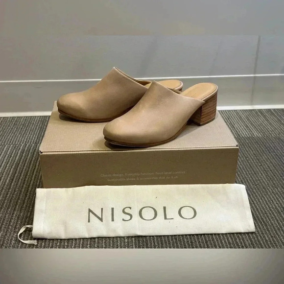 NEW Nisolo Almond Toe Waterproof Heeled Mules Modern Workwear Minimal Womens 8.5 - Picture 2 of 16